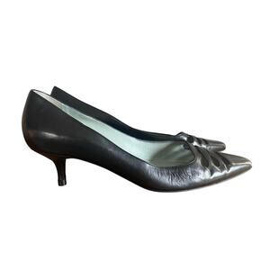 Sigerson Morrison Black Leather Kitten Heel Cutout Pumps Size 7